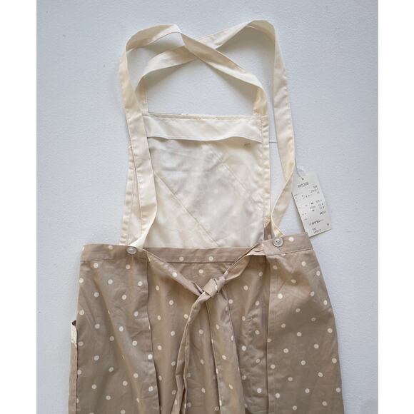 Vintage 1980s Beige Polkadot Ruffle Apron / Made in Japan / NWT Coquette - Picture 6 of 9